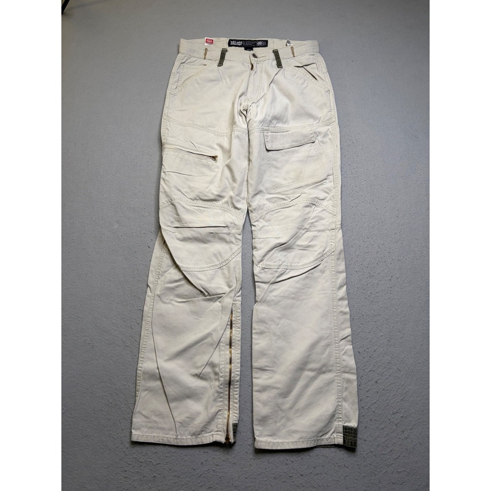 Ecko Unltd Cargo Pants Mens 31 Beige Denim Foundry Y2K Zipper Leg Utility Canvas